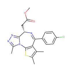 COC(=O)C[C@@H]1N=C(c2ccc(Cl)cc2)c2c(sc(C)c2C)-n2c(C)nnc21 ZINC000095921068