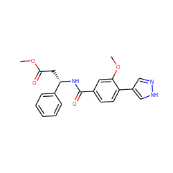 COC(=O)C[C@H](NC(=O)c1ccc(-c2cn[nH]c2)c(OC)c1)c1ccccc1 ZINC001772575966