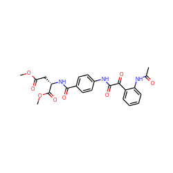 COC(=O)C[C@H](NC(=O)c1ccc(NC(=O)C(=O)c2ccccc2NC(C)=O)cc1)C(=O)OC ZINC000473119867