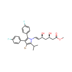 COC(=O)C[C@H](O)C[C@H](O)/C=C/n1c(-c2ccc(F)cc2)c(-c2ccc(F)cc2)c(Br)c1C(C)C ZINC000001537859