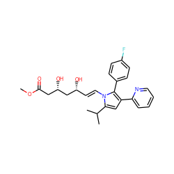 COC(=O)C[C@H](O)C[C@H](O)/C=C/n1c(C(C)C)cc(-c2ccccn2)c1-c1ccc(F)cc1 ZINC000013833975