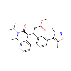 COC(=O)C[C@H](c1cccc(-c2c(C)noc2C)c1)[C@H](C(=O)N(C(C)C)C(C)C)c1cccnc1 ZINC000036159794