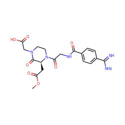 COC(=O)C[C@H]1C(=O)N(CC(=O)O)CCN1C(=O)CNC(=O)c1ccc(C(=N)N)cc1 ZINC000003948979