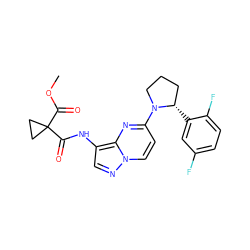 COC(=O)C1(C(=O)Nc2cnn3ccc(N4CCC[C@@H]4c4cc(F)ccc4F)nc23)CC1 ZINC000118402851