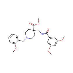 COC(=O)C1(CNC(=O)c2cc(OC)cc(OC)c2)CCN(Cc2ccccc2OC)CC1 ZINC000072125063