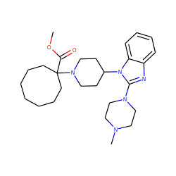 COC(=O)C1(N2CCC(n3c(N4CCN(C)CC4)nc4ccccc43)CC2)CCCCCCC1 ZINC000066100375