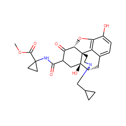 COC(=O)C1(NC(=O)C2C[C@@]3(O)[C@H]4Cc5ccc(O)c6c5[C@@]3(CCN4CC3CC3)[C@@H](O6)C2=O)CC1 ZINC000100628175