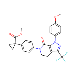 COC(=O)C1(c2ccc(N3CCc4c(C(F)(F)F)nn(-c5ccc(OC)cc5)c4C3=O)cc2)CC1 ZINC000038431924