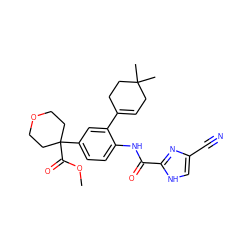 COC(=O)C1(c2ccc(NC(=O)c3nc(C#N)c[nH]3)c(C3=CCC(C)(C)CC3)c2)CCOCC1 ZINC000145024043