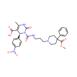 COC(=O)C1(c2ccccc2)CCN(CCCNC(=O)N2C(=O)NC(C)=C(C(=O)O)[C@@H]2c2ccc([N+](=O)[O-])cc2)CC1 ZINC000027546838