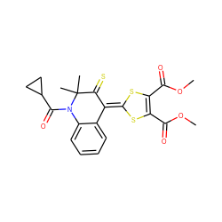 COC(=O)C1=C(C(=O)OC)SC(=C2C(=S)C(C)(C)N(C(=O)C3CC3)c3ccccc32)S1 ZINC000006190984