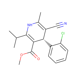 COC(=O)C1=C(C(C)C)NC(C)=C(C#N)[C@@H]1c1ccccc1Cl ZINC000058581455