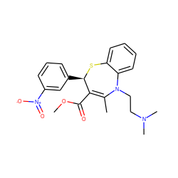 COC(=O)C1=C(C)N(CCN(C)C)c2ccccc2S[C@@H]1c1cccc([N+](=O)[O-])c1 ZINC000027720713