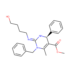 COC(=O)C1=C(C)N(Cc2ccccc2)/C(=N/CCCCO)N[C@H]1c1ccccc1 ZINC000015935498