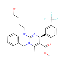 COC(=O)C1=C(C)N(Cc2ccccc2)C(NCCCCO)=N[C@H]1c1cccc(C(F)(F)F)c1 ZINC000036379160