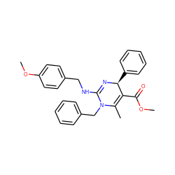 COC(=O)C1=C(C)N(Cc2ccccc2)C(NCc2ccc(OC)cc2)=N[C@H]1c1ccccc1 ZINC000036379143