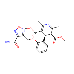 COC(=O)C1=C(C)N=C(C)C(C(=O)OC)[C@H]1c1ccccc1OCc1nonc1C(N)=O ZINC000027626613