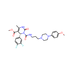 COC(=O)C1=C(C)NC(=O)N(C(=O)NCCCN2CCN(c3ccc(OC)cc3)CC2)[C@@H]1c1ccc(F)c(F)c1 ZINC000027526951