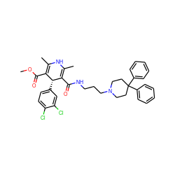 COC(=O)C1=C(C)NC(C)=C(C(=O)NCCCN2CCC(c3ccccc3)(c3ccccc3)CC2)[C@@H]1c1ccc(Cl)c(Cl)c1 ZINC000103286198