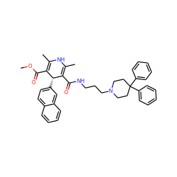 COC(=O)C1=C(C)NC(C)=C(C(=O)NCCCN2CCC(c3ccccc3)(c3ccccc3)CC2)[C@@H]1c1ccc2ccccc2c1 ZINC000103286209