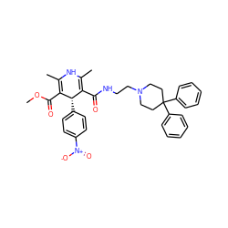 COC(=O)C1=C(C)NC(C)=C(C(=O)NCCN2CCC(c3ccccc3)(c3ccccc3)CC2)[C@@H]1c1ccc([N+](=O)[O-])cc1 ZINC000103284294