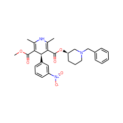 COC(=O)C1=C(C)NC(C)=C(C(=O)O[C@@H]2CCCN(Cc3ccccc3)C2)[C@H]1c1cccc([N+](=O)[O-])c1 ZINC000031284167