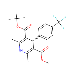 COC(=O)C1=C(C)NC(C)=C(C(=O)OC(C)(C)C)[C@@H]1c1ccc(C(F)(F)F)cc1 ZINC000058569134