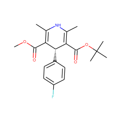 COC(=O)C1=C(C)NC(C)=C(C(=O)OC(C)(C)C)[C@@H]1c1ccc(F)cc1 ZINC000058609223