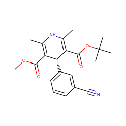 COC(=O)C1=C(C)NC(C)=C(C(=O)OC(C)(C)C)[C@@H]1c1cccc(C#N)c1 ZINC000058568760