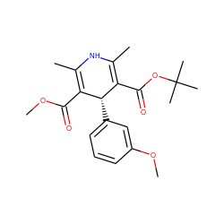 COC(=O)C1=C(C)NC(C)=C(C(=O)OC(C)(C)C)[C@@H]1c1cccc(OC)c1 ZINC000058592536