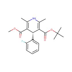 COC(=O)C1=C(C)NC(C)=C(C(=O)OC(C)(C)C)[C@@H]1c1ccccc1F ZINC000058568529