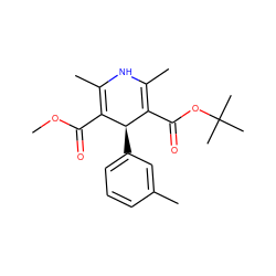 COC(=O)C1=C(C)NC(C)=C(C(=O)OC(C)(C)C)[C@H]1c1cccc(C)c1 ZINC000058569023