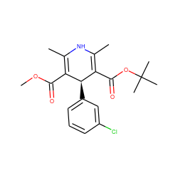 COC(=O)C1=C(C)NC(C)=C(C(=O)OC(C)(C)C)[C@H]1c1cccc(Cl)c1 ZINC000036464069