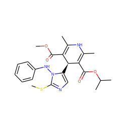 COC(=O)C1=C(C)NC(C)=C(C(=O)OC(C)C)[C@H]1c1cnc(SC)n1Nc1ccccc1 ZINC000103216297