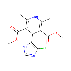 COC(=O)C1=C(C)NC(C)=C(C(=O)OC)C1c1[nH]cnc1Cl ZINC000103174937