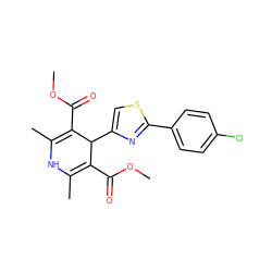 COC(=O)C1=C(C)NC(C)=C(C(=O)OC)C1c1csc(-c2ccc(Cl)cc2)n1 ZINC000103282754