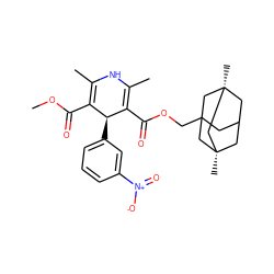 COC(=O)C1=C(C)NC(C)=C(C(=O)OCC23CC4C[C@](C)(C2)C[C@@](C)(C4)C3)[C@H]1c1cccc([N+](=O)[O-])c1 ZINC000049126201