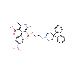 COC(=O)C1=C(C)NC(C)=C(C(=O)OCCCN2CCC(c3ccccc3)(c3ccccc3)CC2)[C@H]1c1ccc([N+](=O)[O-])cc1 ZINC000139964304