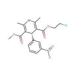 COC(=O)C1=C(C)NC(C)=C(C(=O)OCCCl)[C@@H]1c1cccc([N+](=O)[O-])c1 ZINC000033604934