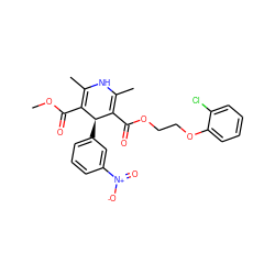 COC(=O)C1=C(C)NC(C)=C(C(=O)OCCOc2ccccc2Cl)[C@H]1c1cccc([N+](=O)[O-])c1 ZINC000049781479