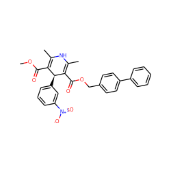 COC(=O)C1=C(C)NC(C)=C(C(=O)OCc2ccc(-c3ccccc3)cc2)[C@H]1c1cccc([N+](=O)[O-])c1 ZINC000049087558