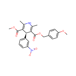 COC(=O)C1=C(C)NC(C)=C(C(=O)OCc2ccc(OC)cc2)[C@H]1c1cccc([N+](=O)[O-])c1 ZINC000049785361