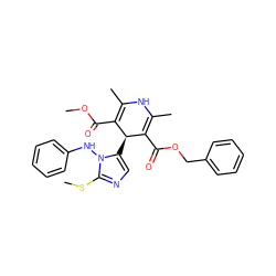 COC(=O)C1=C(C)NC(C)=C(C(=O)OCc2ccccc2)[C@H]1c1cnc(SC)n1Nc1ccccc1 ZINC000103213634