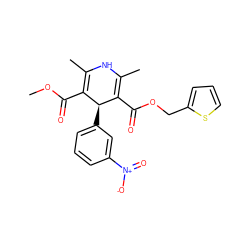 COC(=O)C1=C(C)NC(C)=C(C(=O)OCc2cccs2)[C@H]1c1cccc([N+](=O)[O-])c1 ZINC000049113899