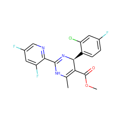 COC(=O)C1=C(C)NC(c2ncc(F)cc2F)=N[C@H]1c1ccc(F)cc1Cl ZINC000003993895