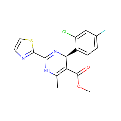 COC(=O)C1=C(C)NC(c2nccs2)=N[C@H]1c1ccc(F)cc1Cl ZINC000032061976