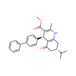 COC(=O)C1=C(C)NC2=C(C(=O)C[C@@H](C(C)C)C2)[C@H]1c1ccc(-c2ccccc2)cc1 ZINC000095574632