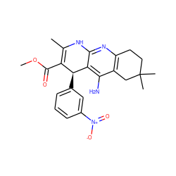 COC(=O)C1=C(C)Nc2nc3c(c(N)c2[C@H]1c1cccc([N+](=O)[O-])c1)CC(C)(C)CC3 ZINC000218324674