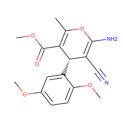 COC(=O)C1=C(C)OC(N)=C(C#N)[C@@H]1c1cc(OC)ccc1OC ZINC000000098081