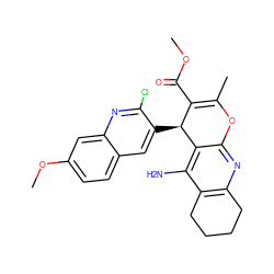 COC(=O)C1=C(C)Oc2nc3c(c(N)c2[C@H]1c1cc2ccc(OC)cc2nc1Cl)CCCC3 ZINC000653888045